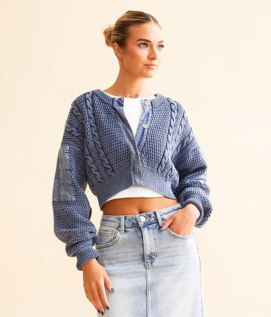 Free People Heritage Cropped Cardigan Sweater full left side view