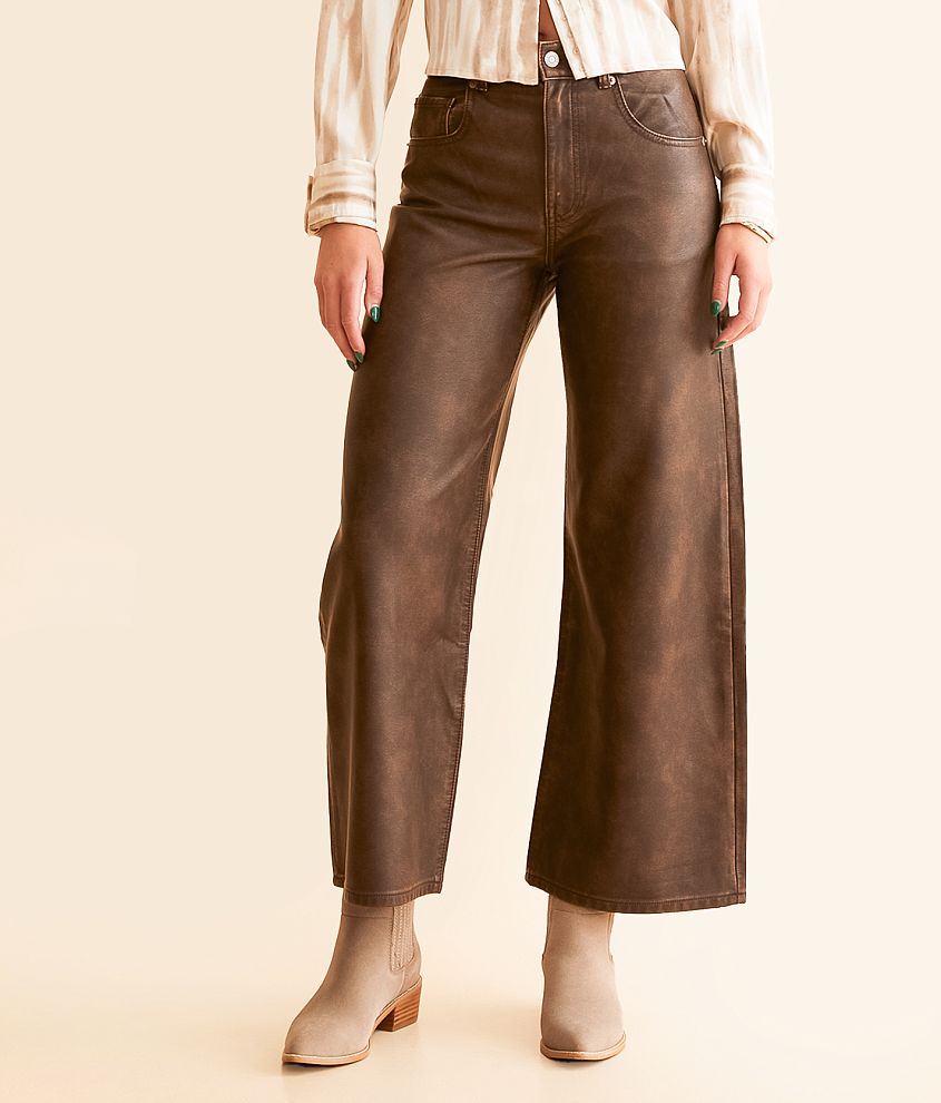 Free People Misha Faux Leather Wide Barrel Pant front view