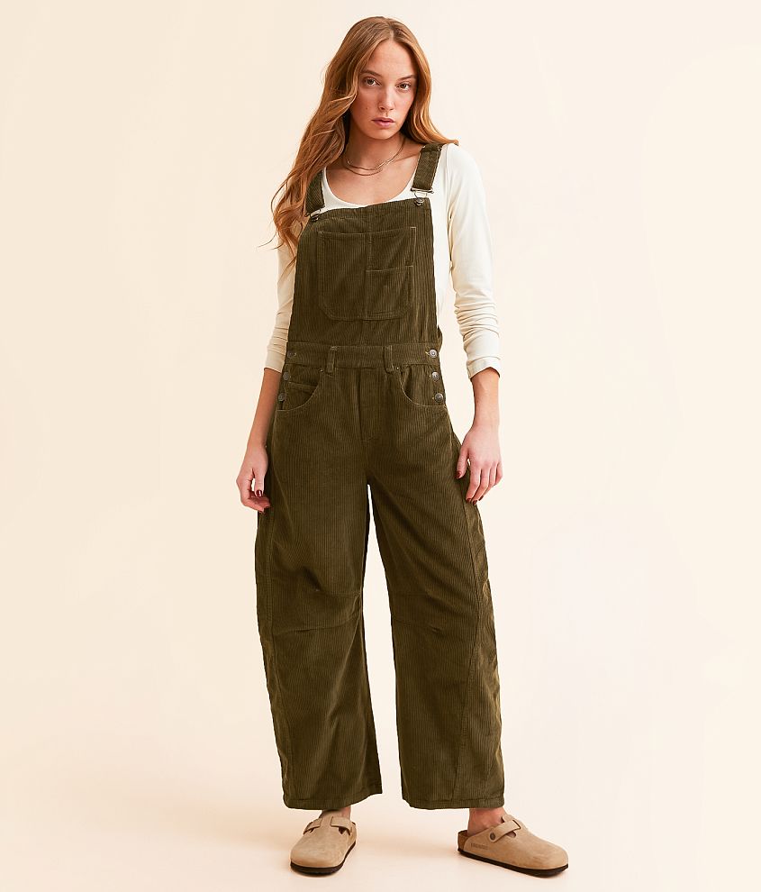 Green corduroy overalls fashion womens