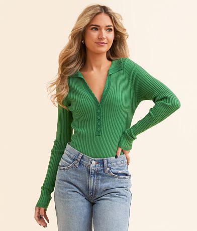 Free People Ready For It Henley Bodysuit front view