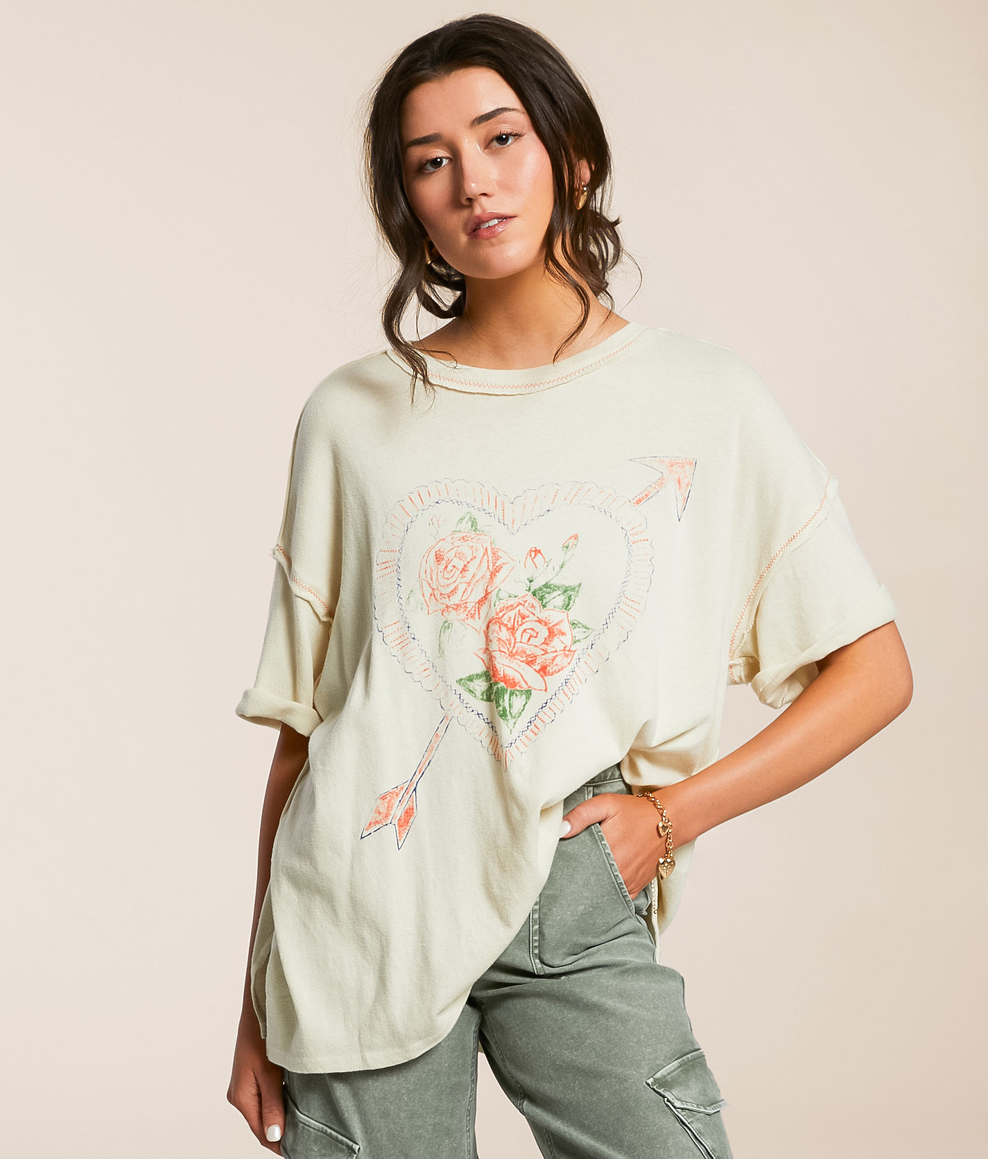 Free People Love Rose Oversized T-Shirt - Women's T-Shirts