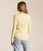 Free People Thermal Henley Bleu - Femme M - Brodé Fair Isle - Boho Chic