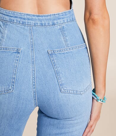 Free People Stratus Wide Leg Denim Jumpsuit back pocket view