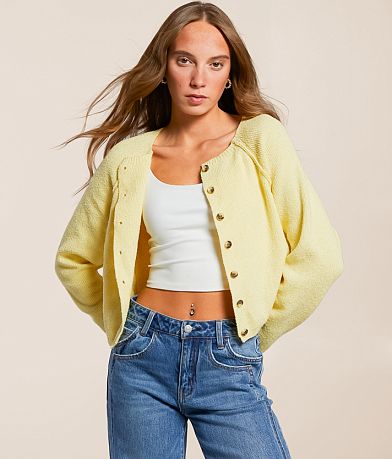 Free People Sydney Shrunken Cardigan Sweater front view