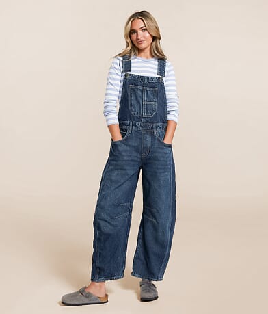 Free People Good Luck Barrel Overalls front view
