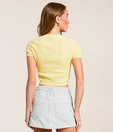 Free People Cassie Cropped Cardigan Sweater BACK