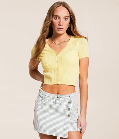 Free People Cassie Cropped Cardigan Sweater front view
