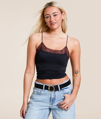 Free People Jules Seamless Cropped Cami Tank Top front view