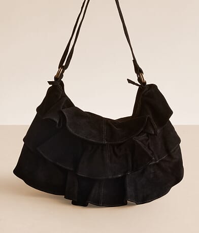 Free People Rae Ruffle Leather Purse front view