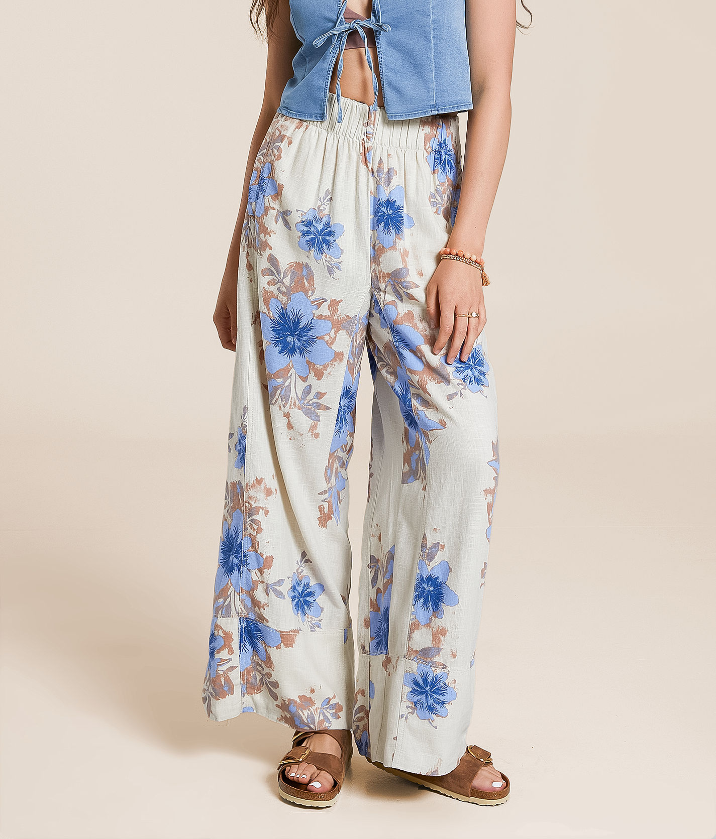パンツ ELIN Floral turn-up pants Floral Linen Blend Pants – Ashley Stewart