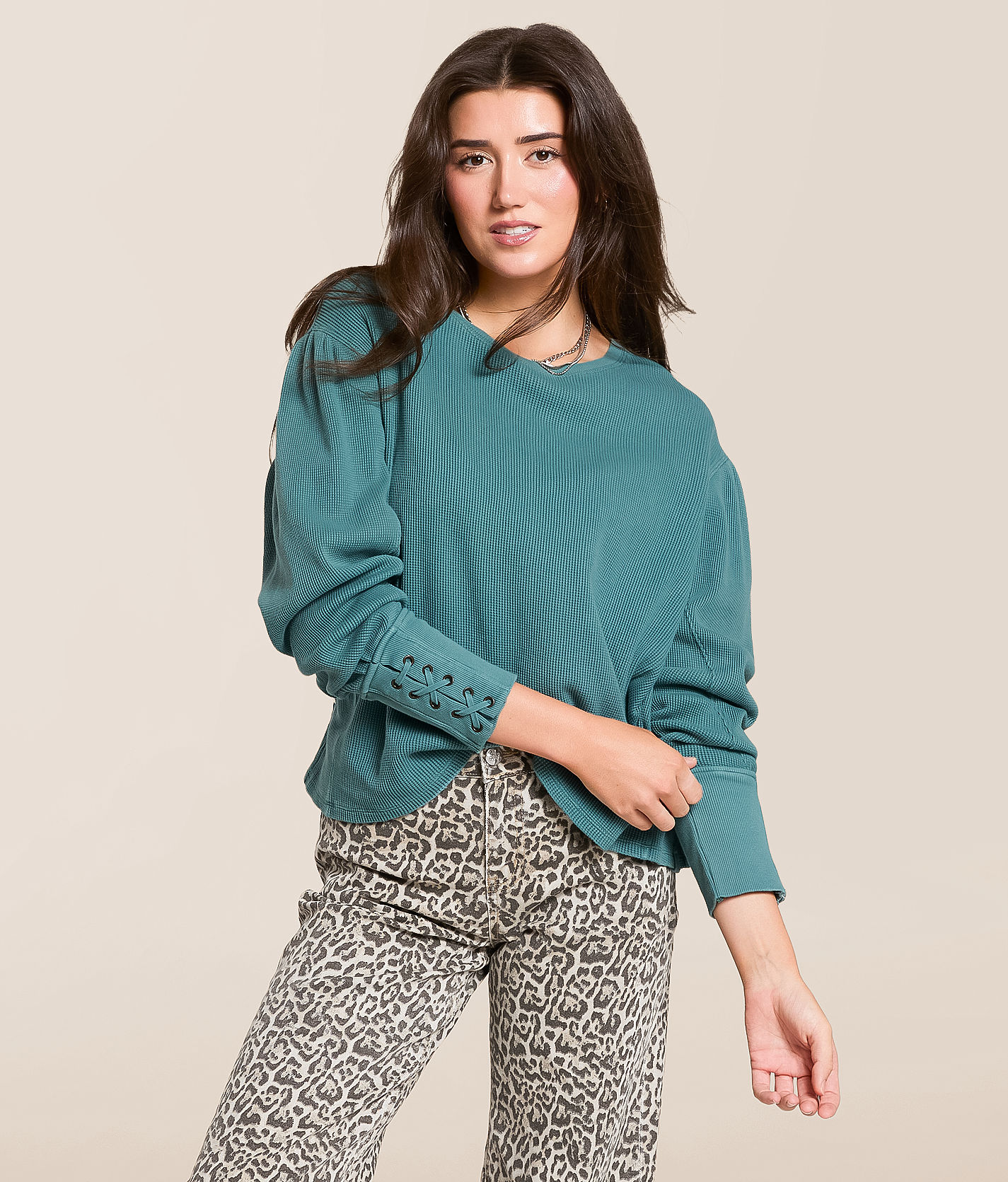 Free People Lapis Thermal - Women's Shirts & Blouses in Cypress