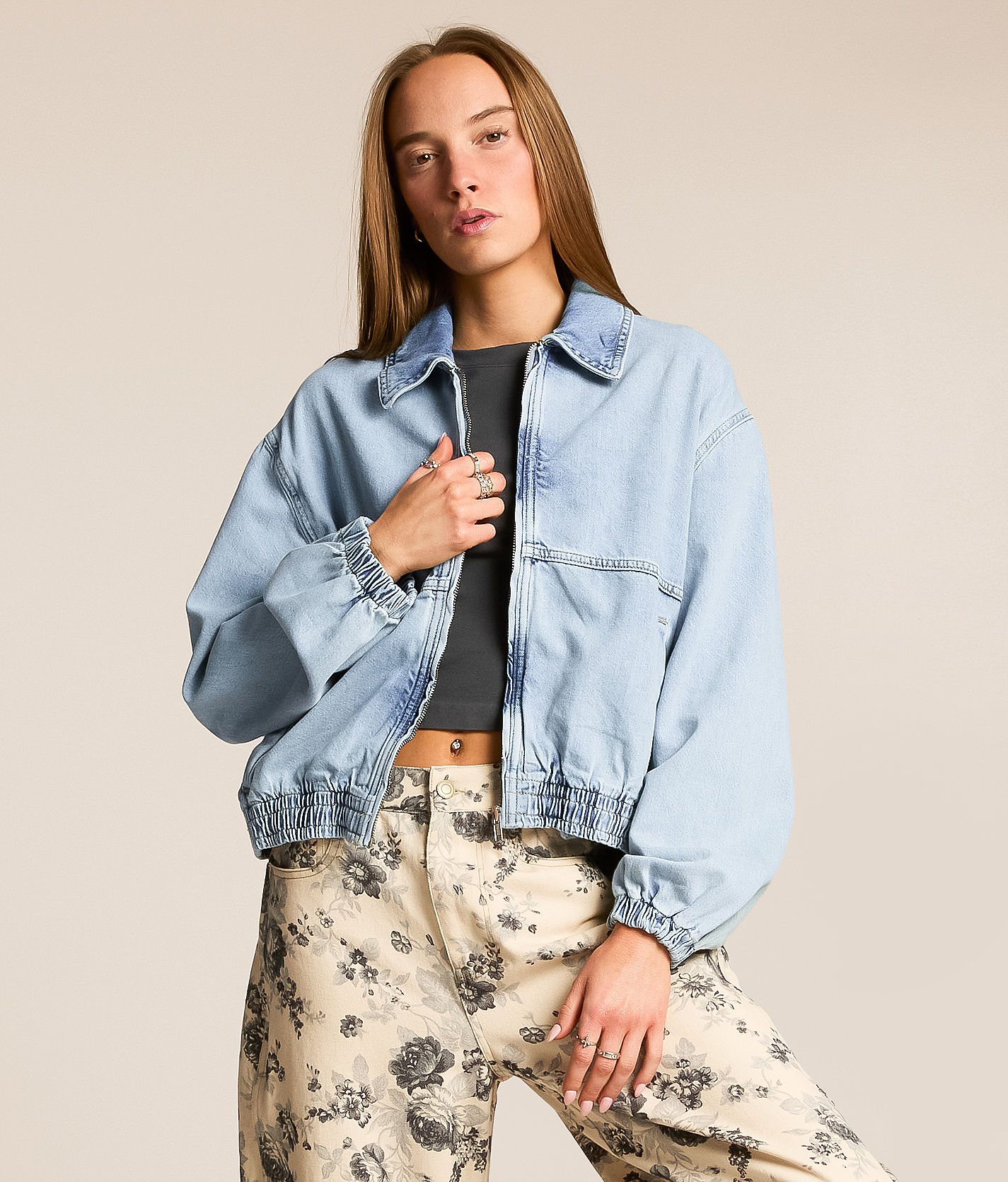 ジャケット・アウター EG - CardiganJKT - 12oz Denim L Free People Birdie Denim Jacket - Women's Coats & Jackets in