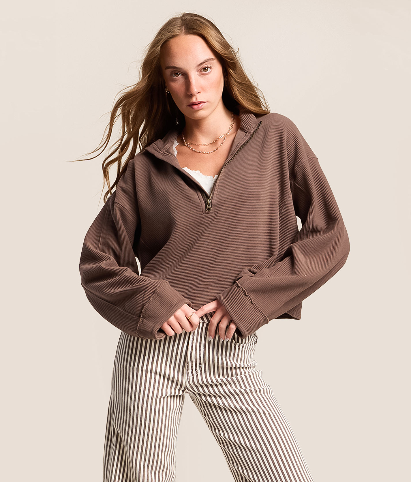Free People Celeste Quarter Zip Pullover - Women's Sweatshirts in