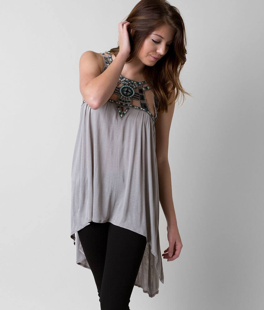 Free People Embellished Tank Top - Women's Tank Tops in Light Grey | Buckle