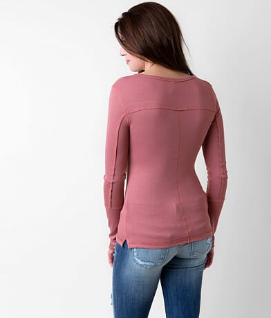 Free People Ribbed Henley Top back view