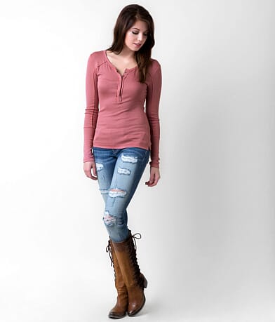 Free People Ribbed Henley Top misc detail 1 view