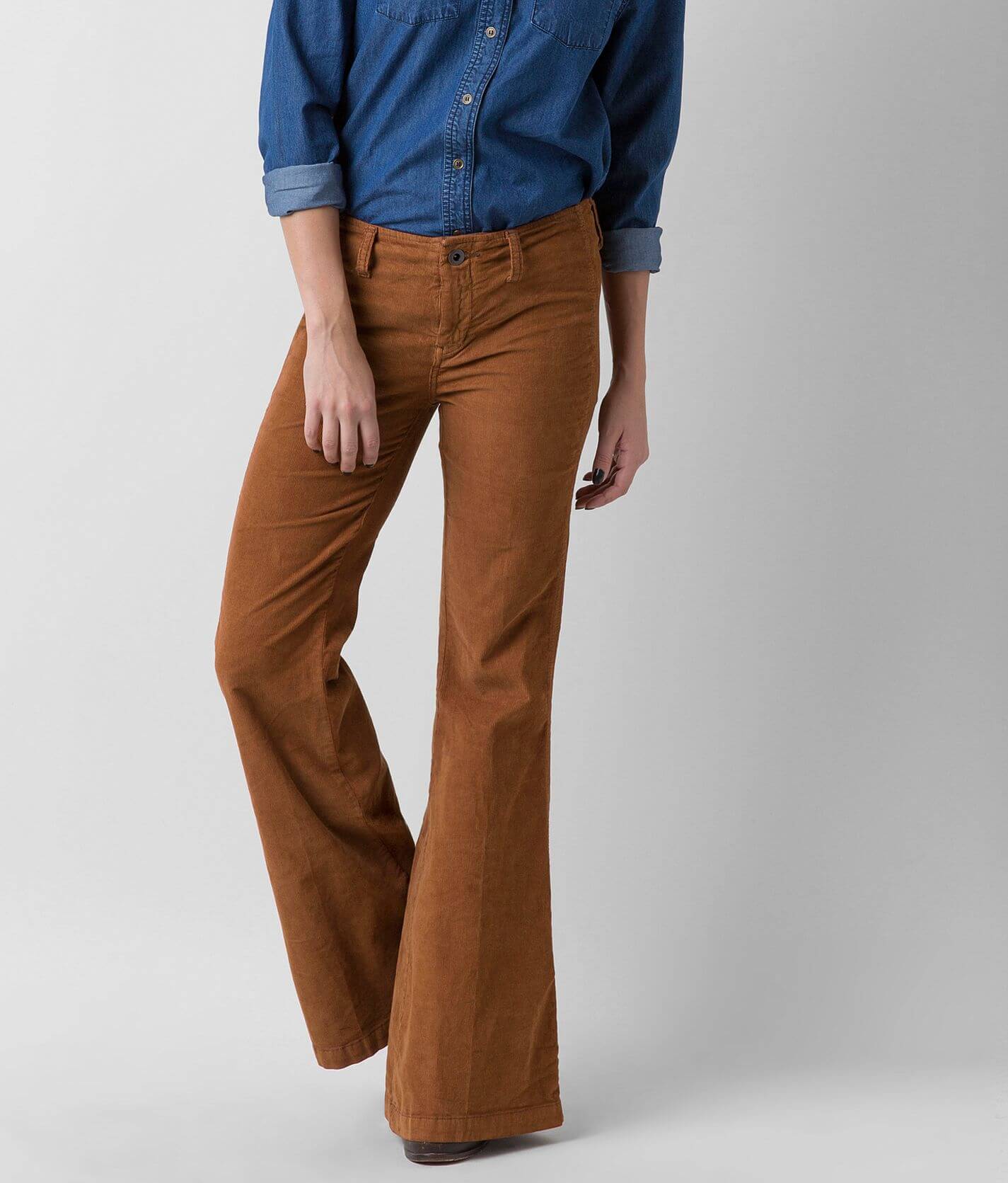 Hip hugging flare cord hot sale pants