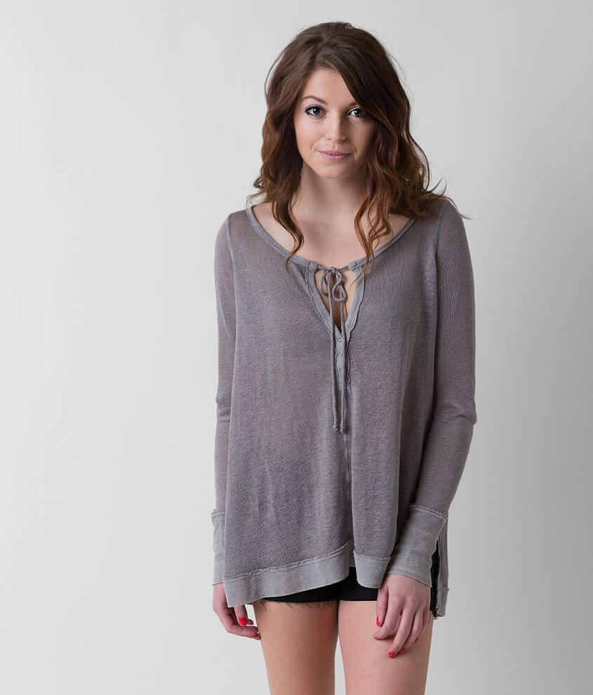 Free People Open Weave Henley Top front view
