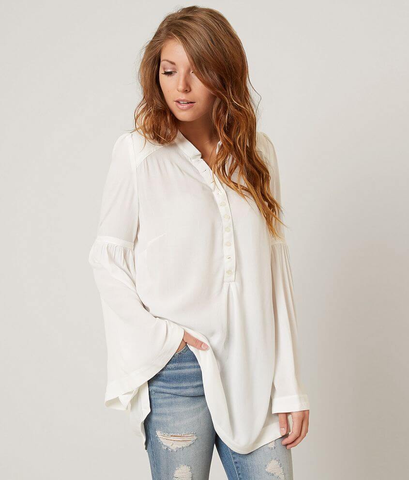 Free People Bell Sleeve Cardigan in White