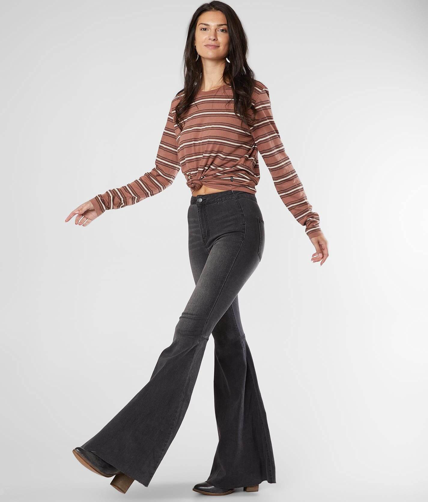 Free people black flare on sale jeans