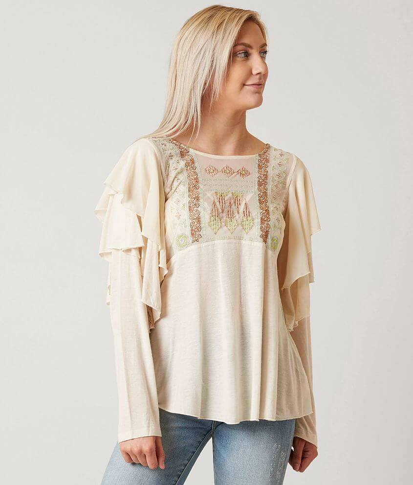 Free People Embroidered Top front view