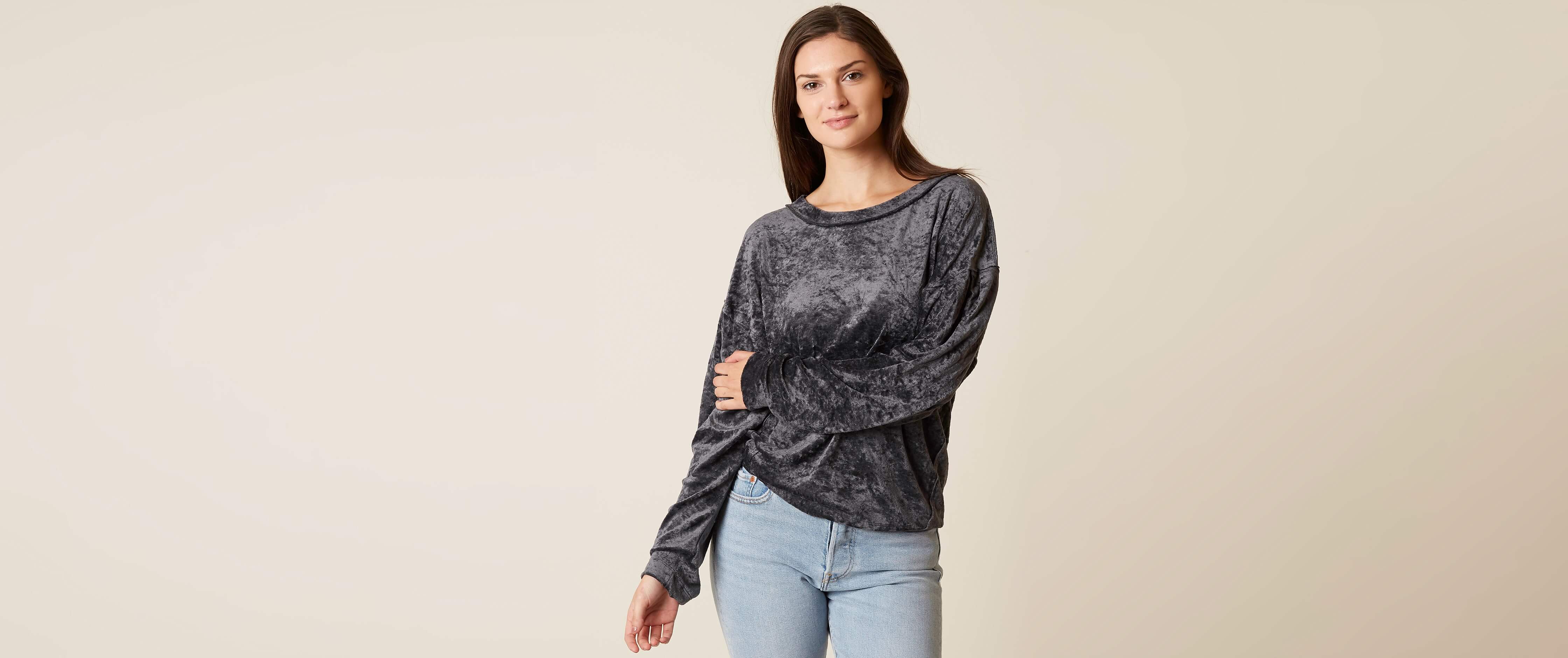 crushed velvet sweatshirt