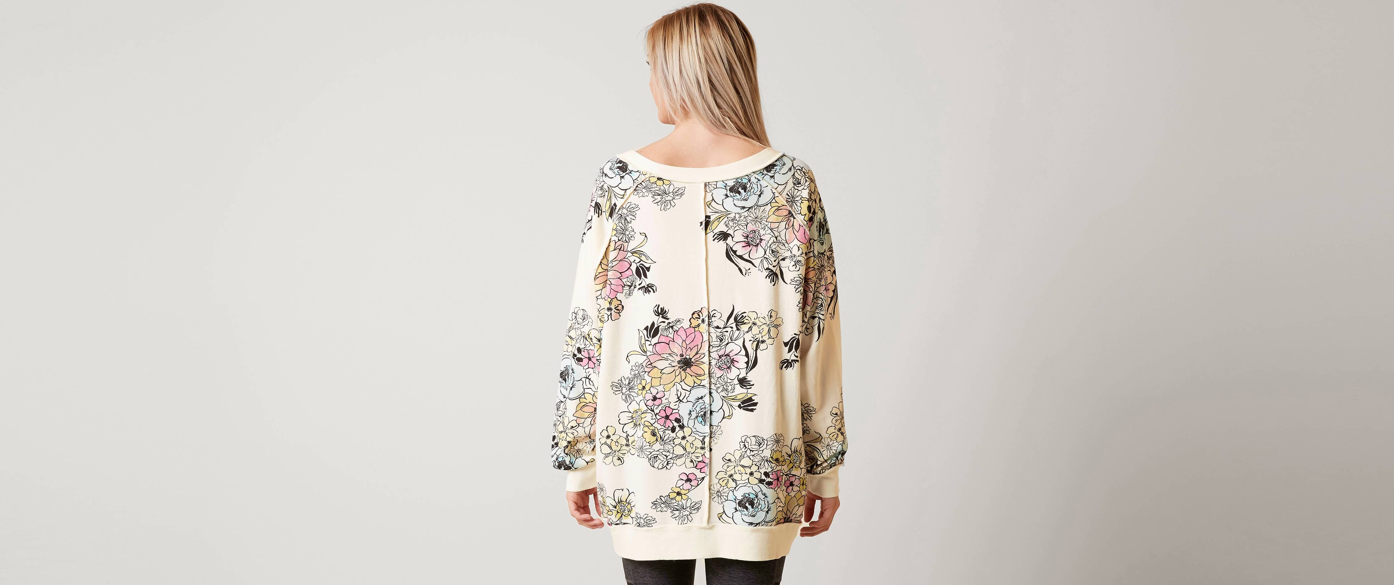 free people go on get floral sweatshirt