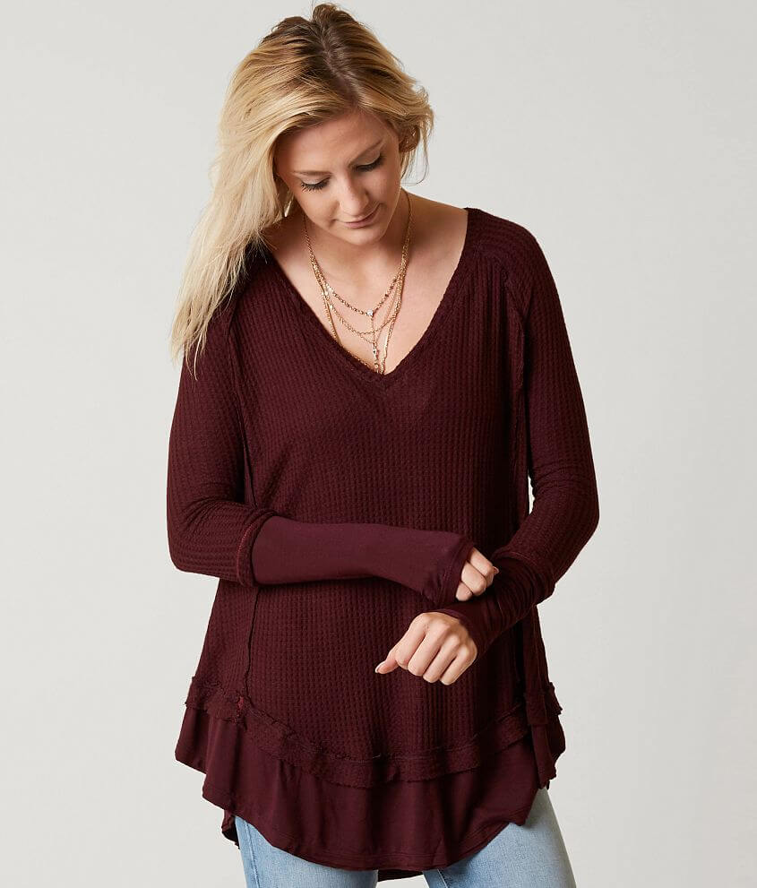 Free People Laguna Thermal Top - Women\'s Shirts/Blouses in Wine | Buckle
