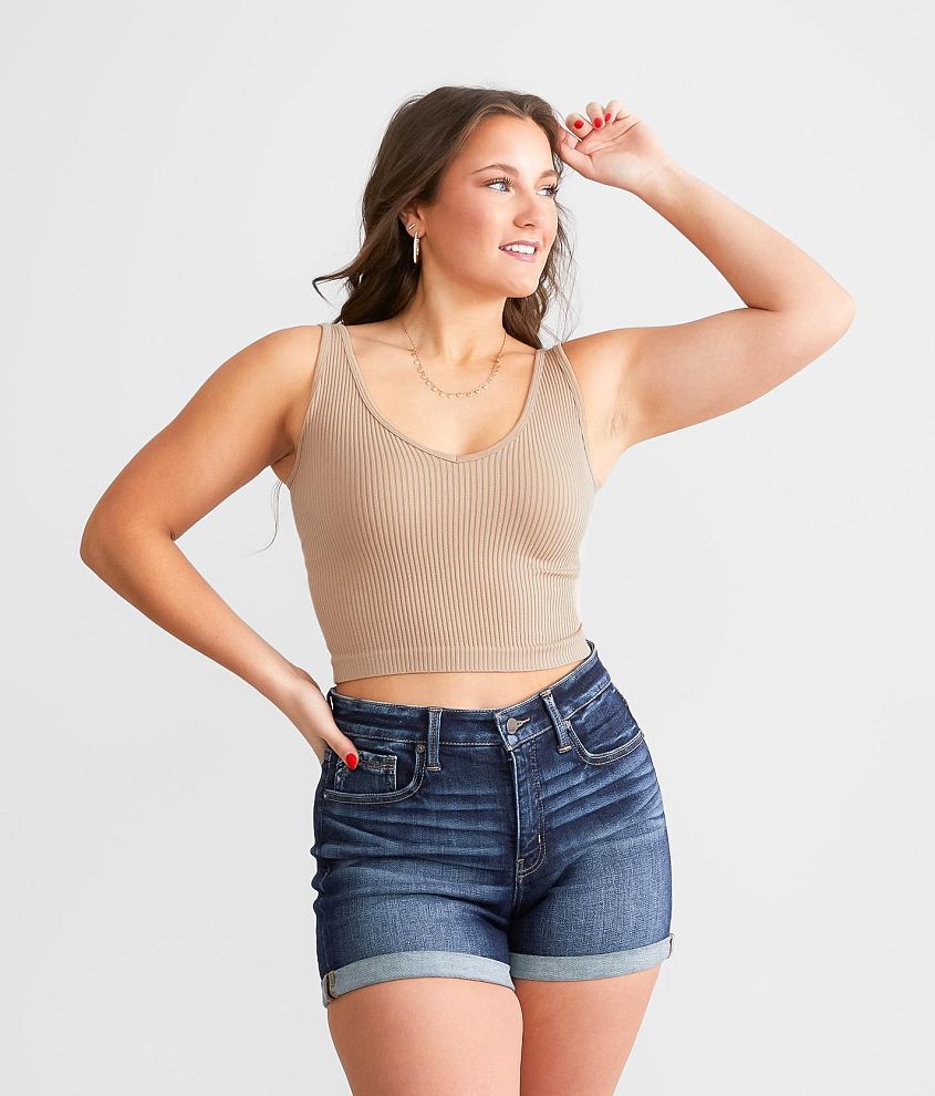 Free People Ribbed V-Neck Brami front view