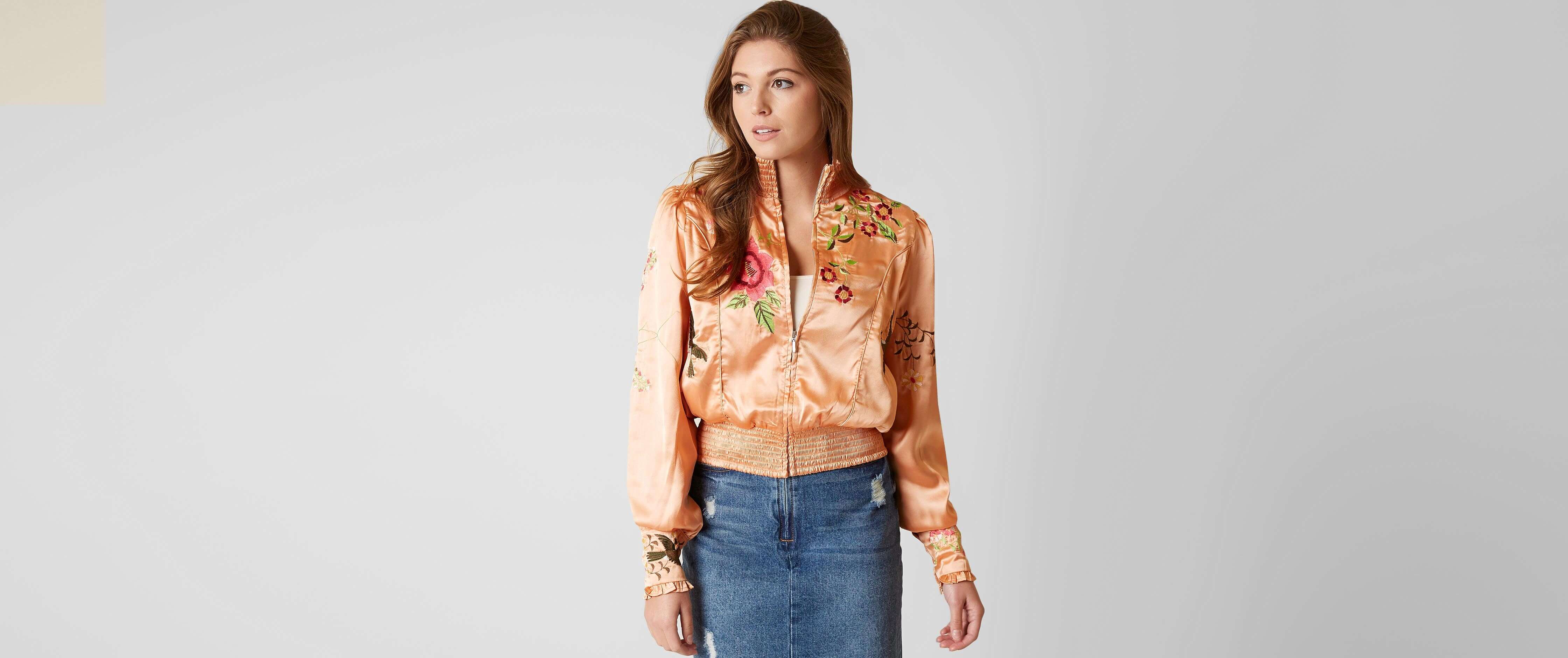 Free People Just Peachy Bomber Jacket Women S Coats Jackets In Peach Buckle