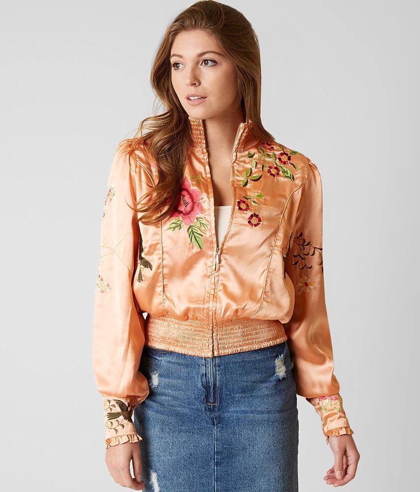Free People Just Peachy Bomber Jacket front view