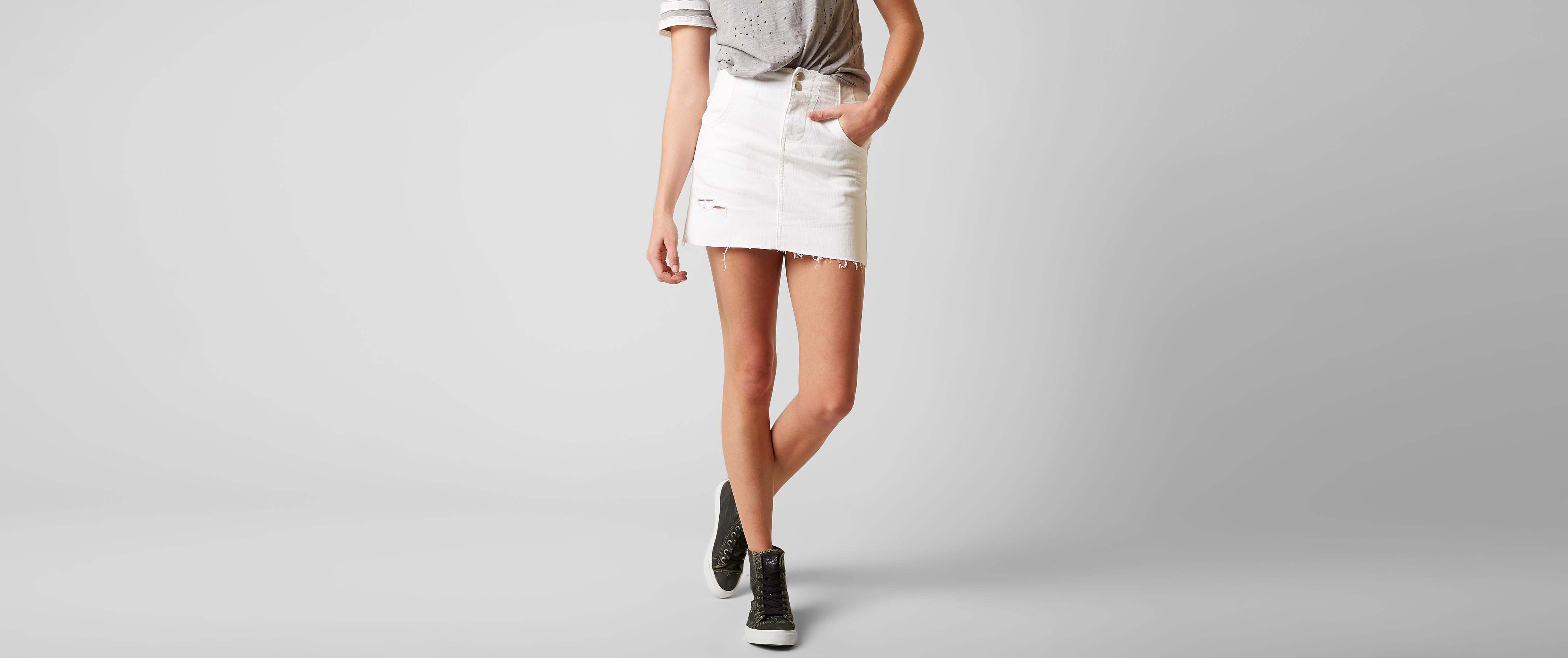 white denim mini skirt womens