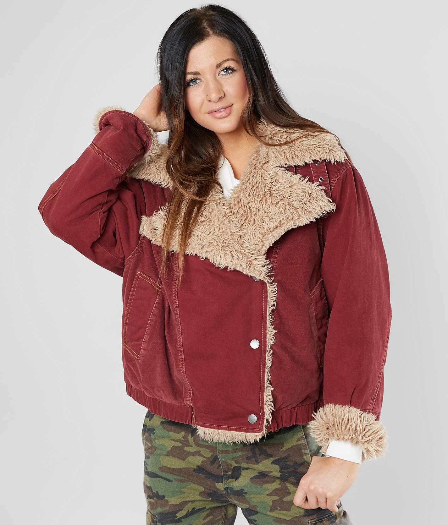 Free people owen clearance faux fur trim jacket