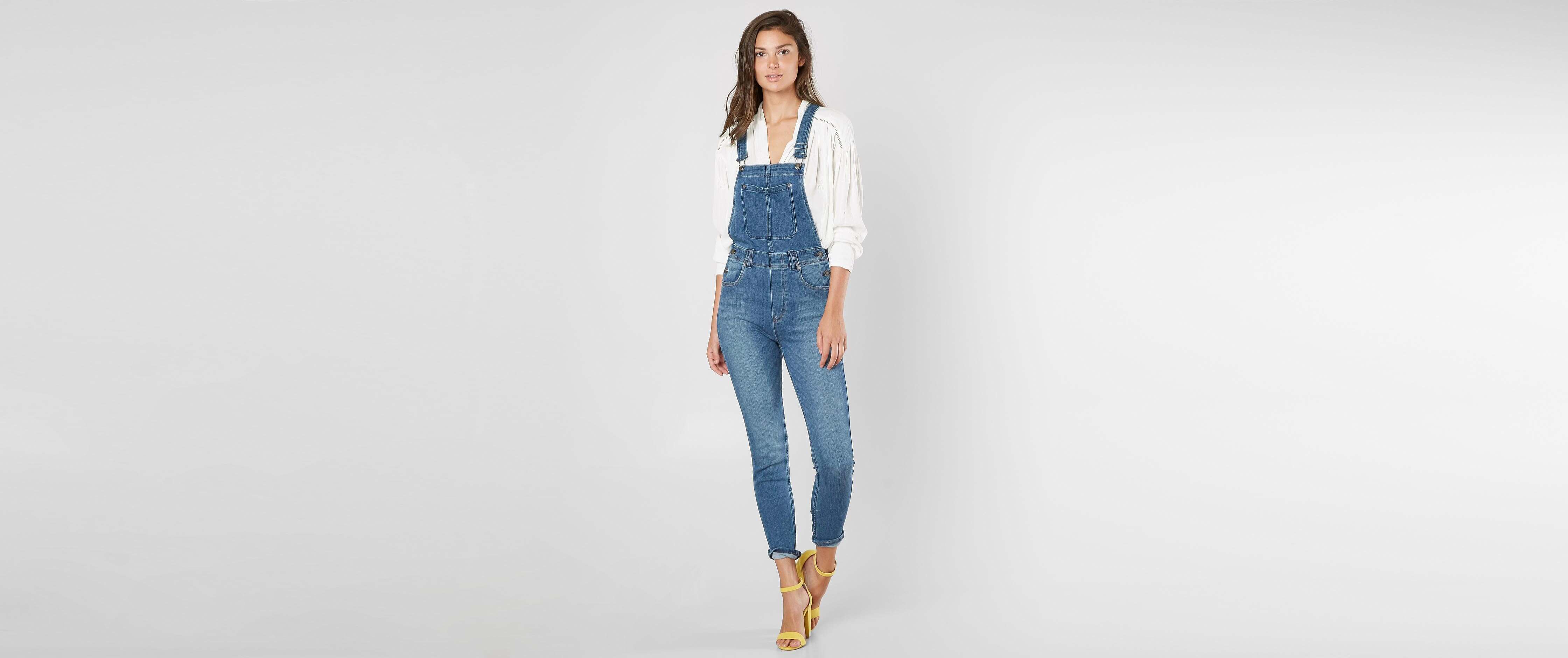 womens skinny denim overalls