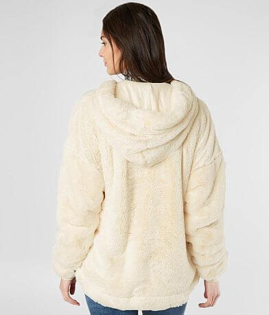 Free People Off The Record Faux Fur Hoodie BACK