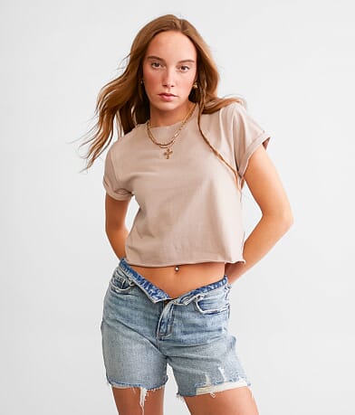 Free People The Perfect Cropped T-Shirt front view