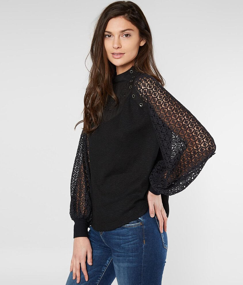 Free People Sweetest Thing Thermal Top - Women's Shirts/Blouses in Black