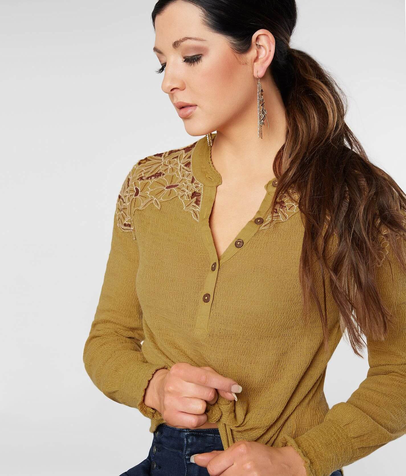 Free People Easy Breezy Henley Top - Women's Shirts/Blouses in