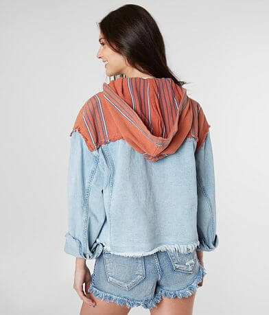 Free People Baja Hooded Denim Jacket BACK