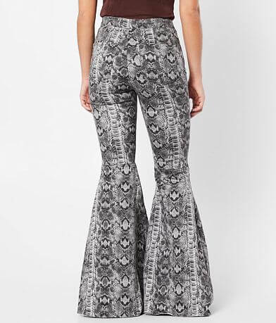 Free People Just Float On Snake Print Flare Jean BACK