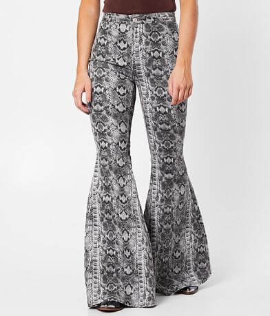 Free People Just Float On Snake Print Flare Jean FULL_LEFT_SIDE