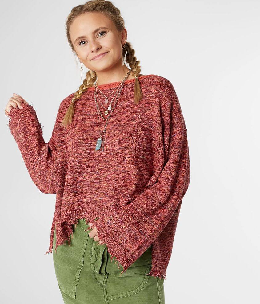 Free people coral outlet sweater