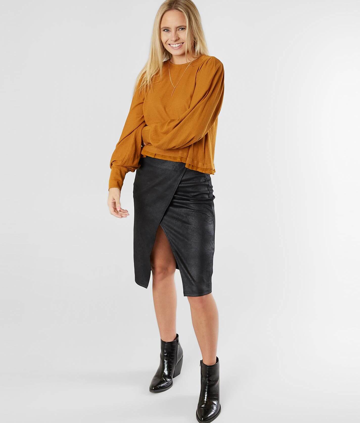 Whitney faux-leather outlet pencil skirt