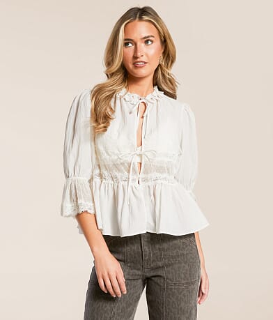 Free People Forever Young Peplum Top front view