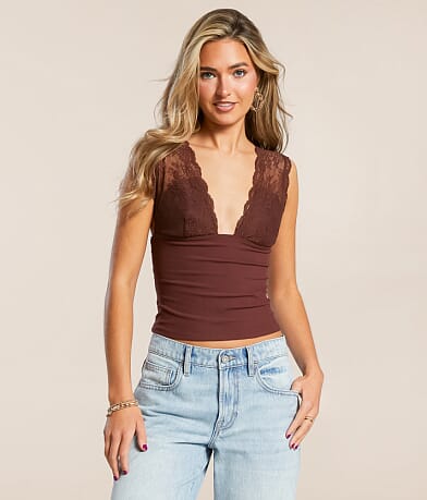 Free People Power Play Cropped Cami Tank Top front view