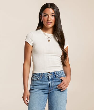 Free People Wait A Minute Cropped Baby T-Shirt front view