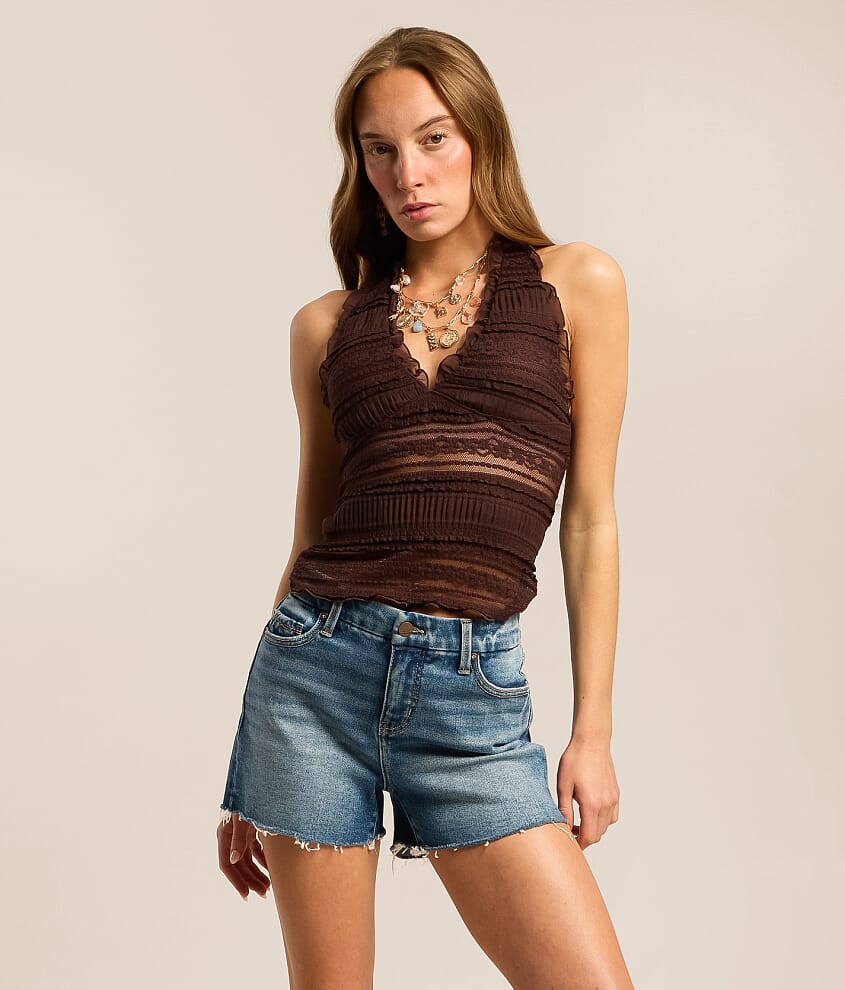 Flirty Frills Halter Tank Top