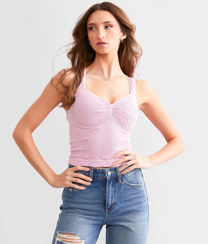 Free People Love Letter Cropped Cami Tank Top in Blue