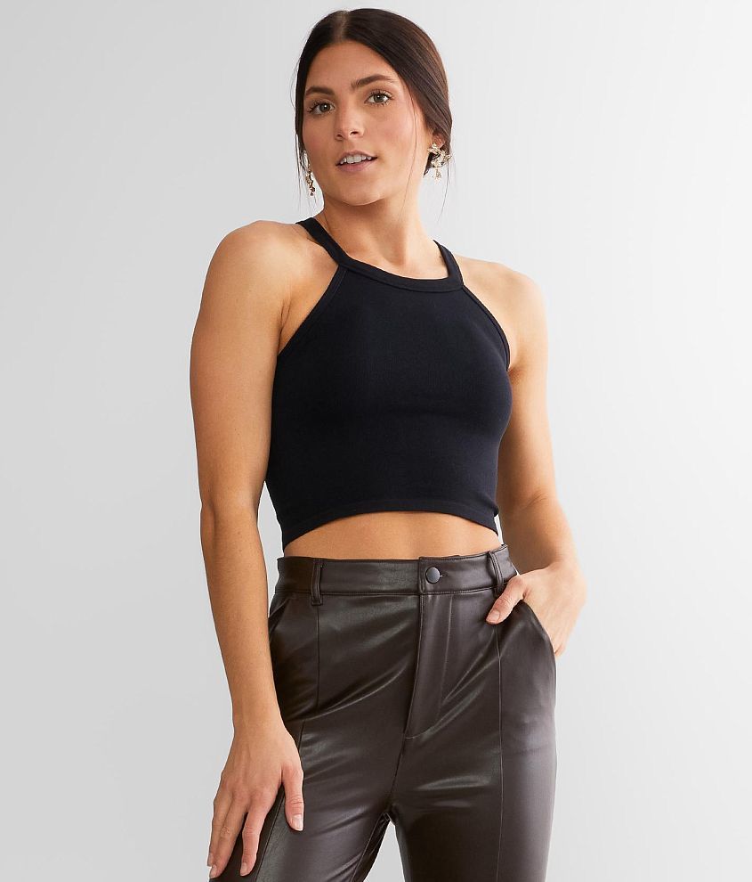 Free People Bella Cropped Tank Top - Women's Tank Tops in Black