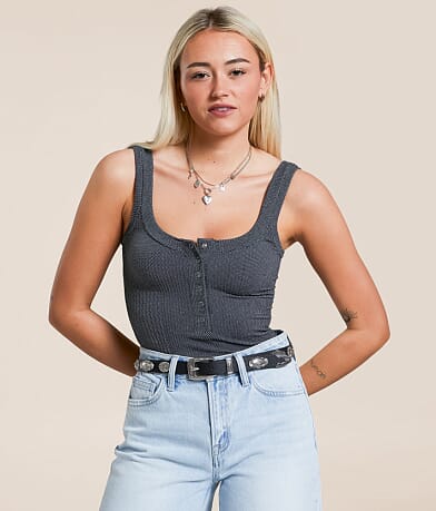 Free People Clean Lines Henley Tank Top front view